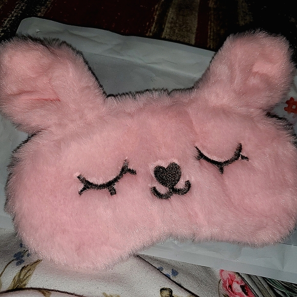 Super soft & cute pink rabbit eye mask with adjustable strap. Brand new. - Picture 1 of 8